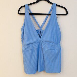 NWT Peri Ocean Blue Mix & Match Swim Tankini Top – 1X (16W–18W) | Ribbed Texture